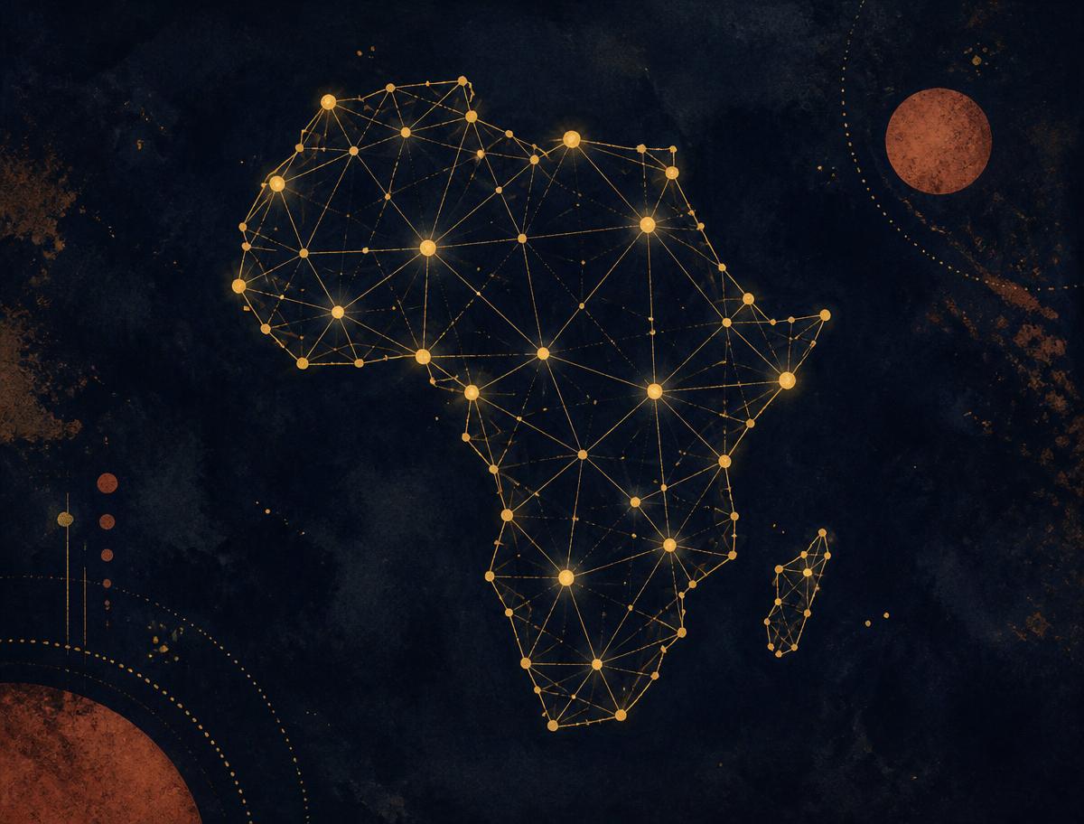 Stylized constellation map connecting proverbs to places and people
